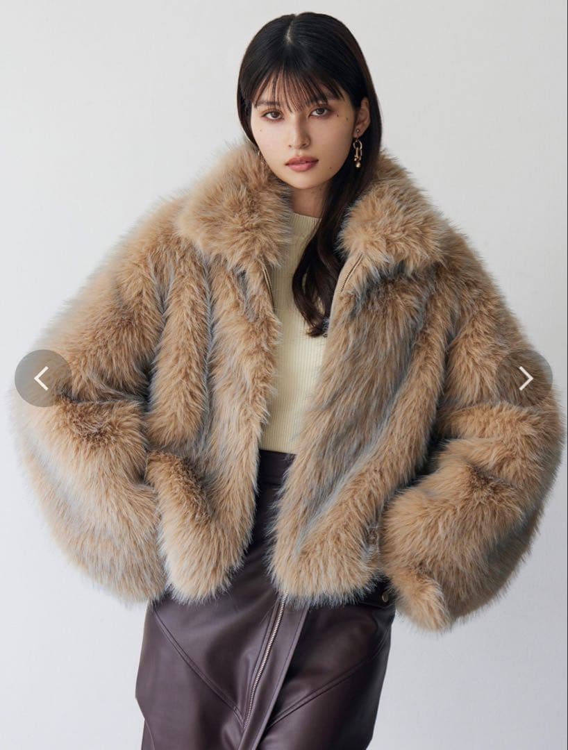 早い者勝ち⭐︎人気完売⭐︎新品未使用MURUA MIXフェイクファーブルゾンベージュ