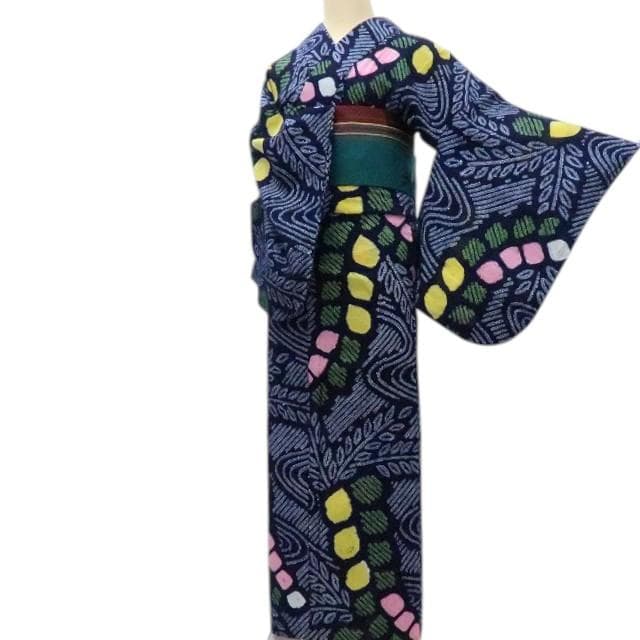 専用Y3194◆美品 有松鳴海絞り 綿 居敷当て・背当て付 手縫い 高級浴衣