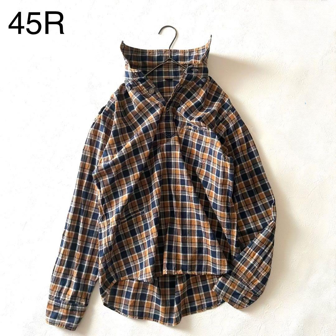 2941Z 美品 45R チェックシャツ インド麦平の908シャツ 現行タグ 綿