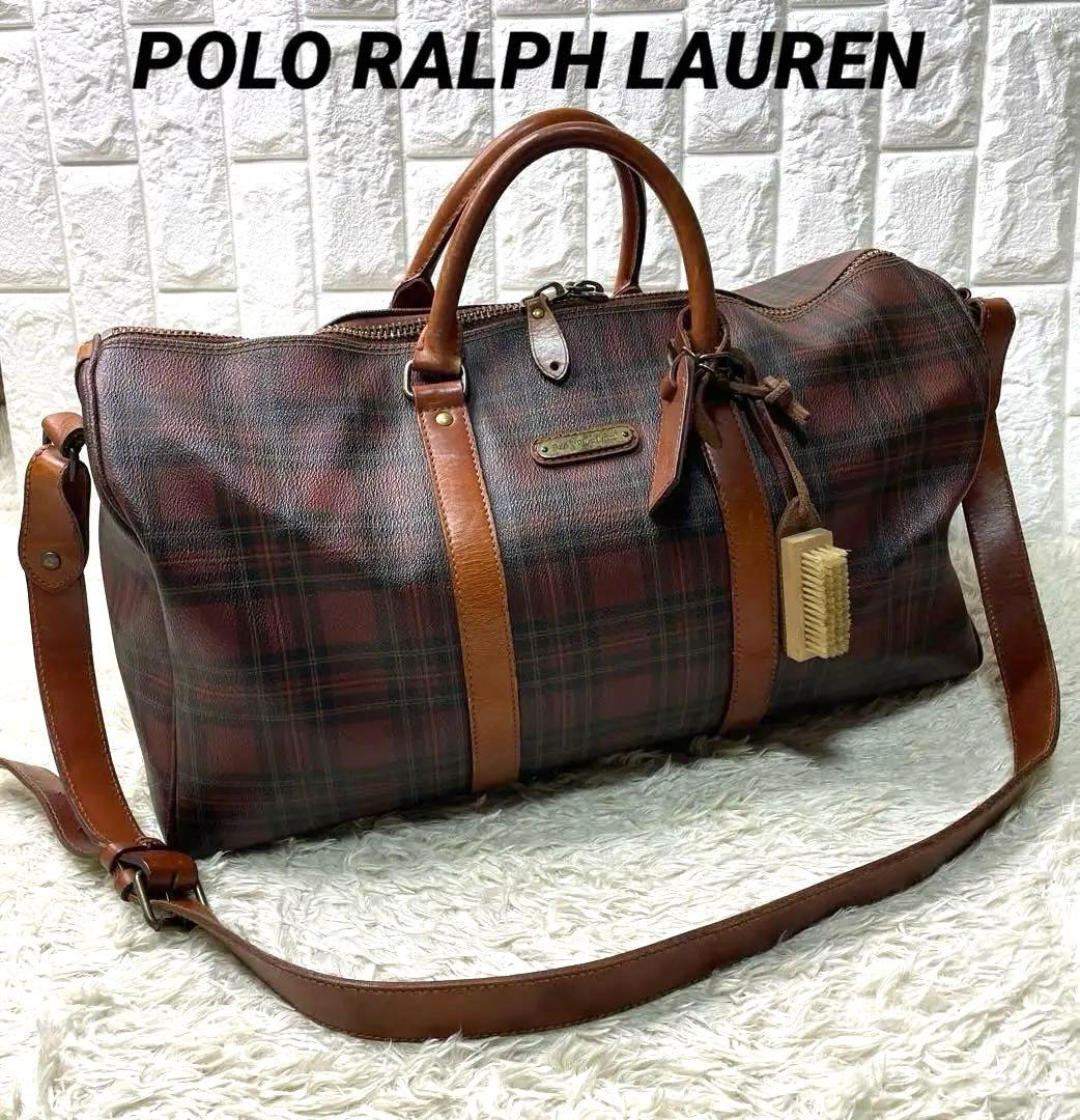 美品　希少　ポロラルフローレン　ボストンバッグ　チェック　2way PVC