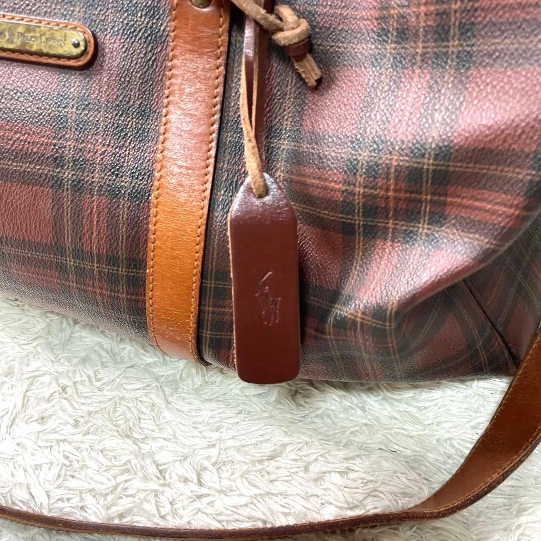 美品　希少　ポロラルフローレン　ボストンバッグ　チェック　2way PVC