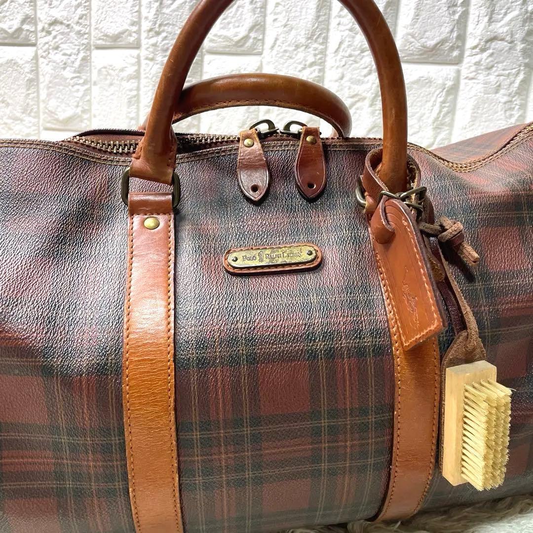 美品　希少　ポロラルフローレン　ボストンバッグ　チェック　2way PVC