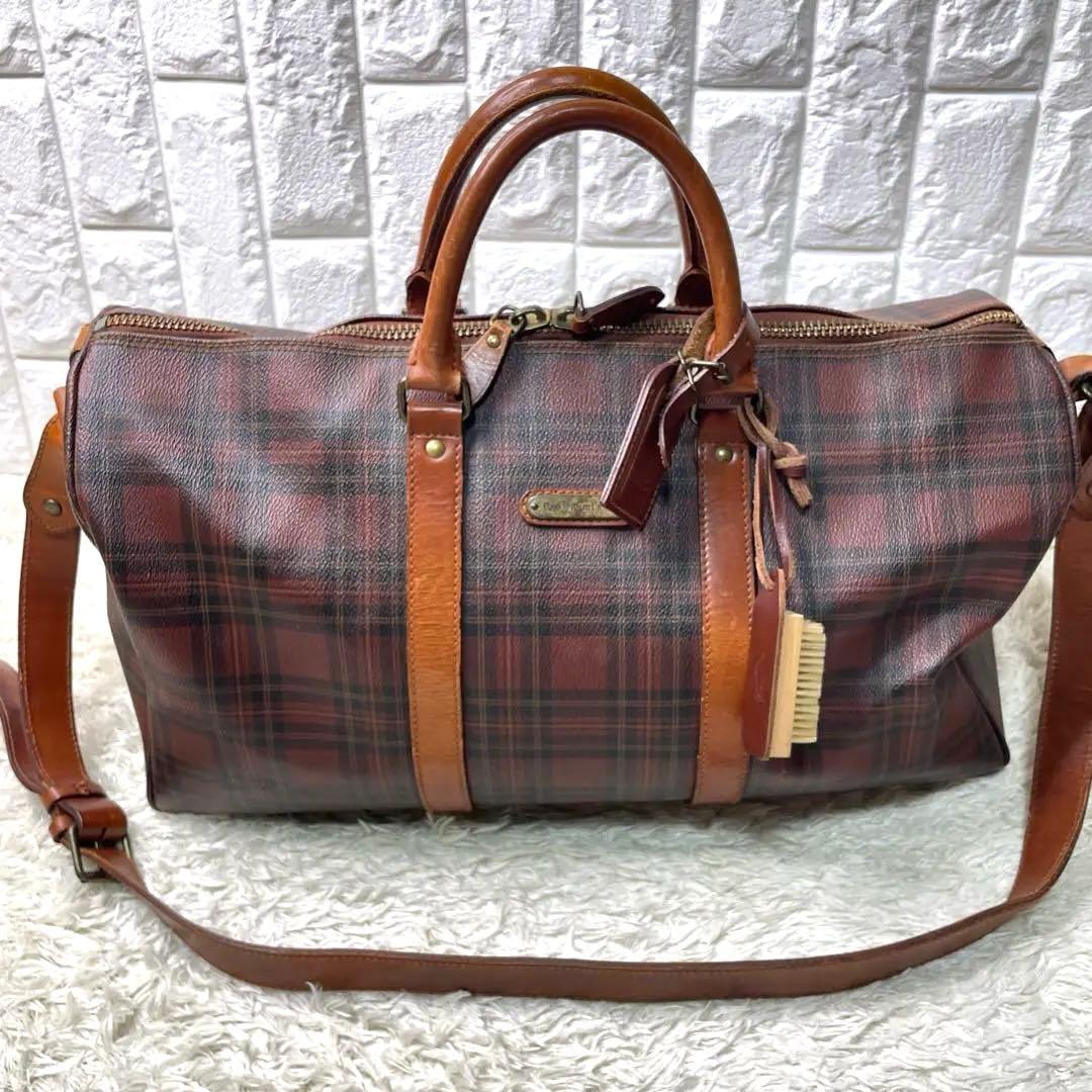 美品　希少　ポロラルフローレン　ボストンバッグ　チェック　2way PVC