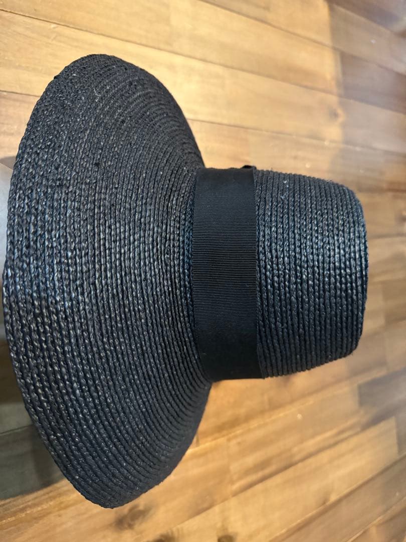 極美品　ヘレンカミンスキー　ラフィア　麦わら帽子　黒　ブラック