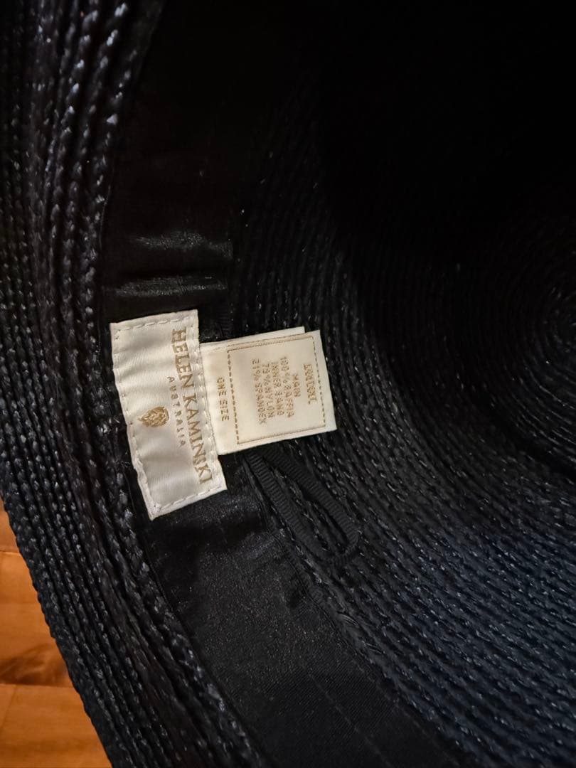 極美品　ヘレンカミンスキー　ラフィア　麦わら帽子　黒　ブラック