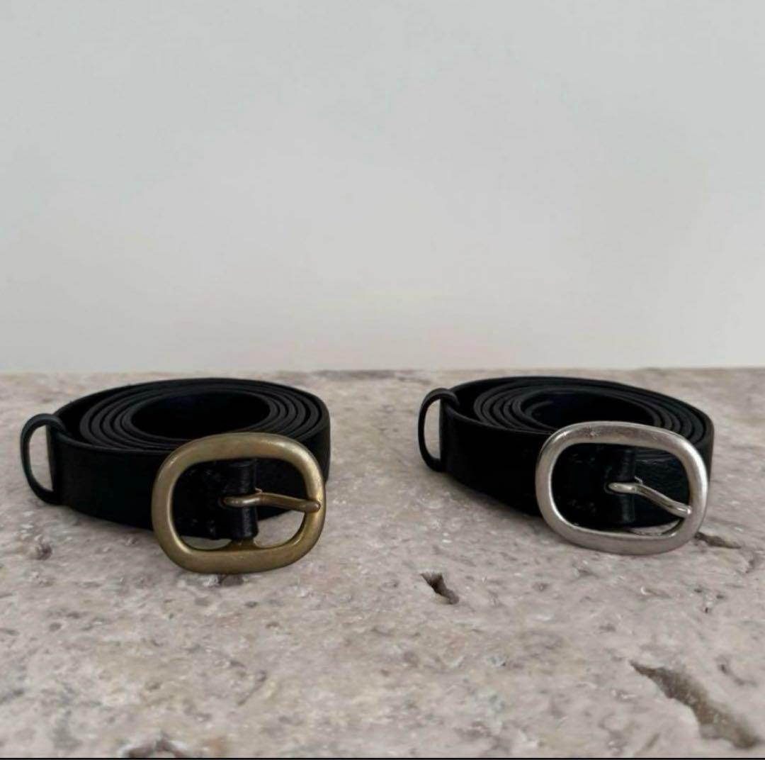 argue ロング　レザー　ベルト　シルバー