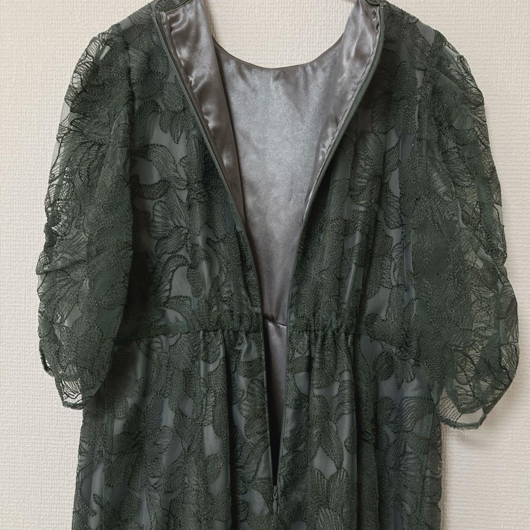 ジェロ　エメ　チュールエンブロイダリーレースパイピングパーティードレス　L