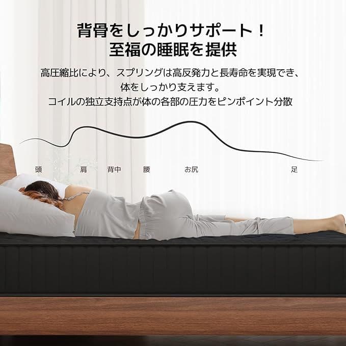マットレス シングル 硬め180N 極厚20cm コイル 高反発 圧縮梱包