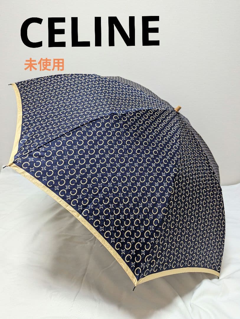 未使用保管品/廃盤品セリーヌ 折り畳み傘 Cマカダム トリオンフ ゴールド金具