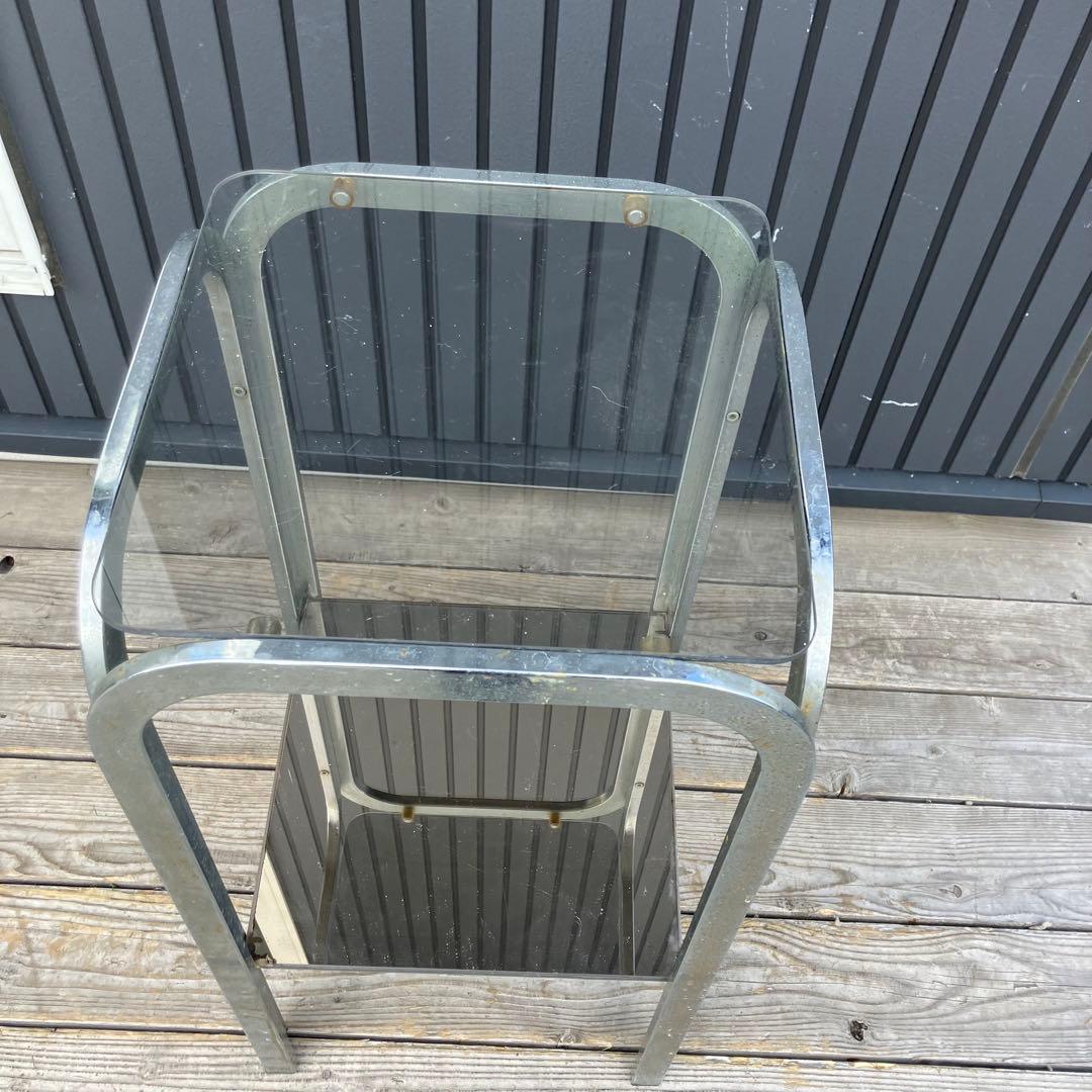 ミッドセンチュリー アイアンフレーム サイドテーブル ガラステーブル 正方形