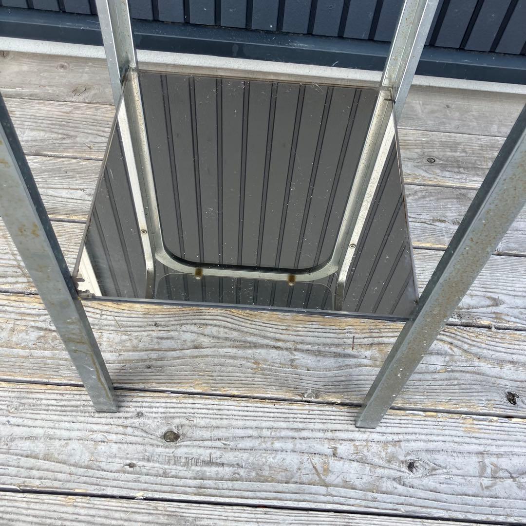 ミッドセンチュリー アイアンフレーム サイドテーブル ガラステーブル 正方形