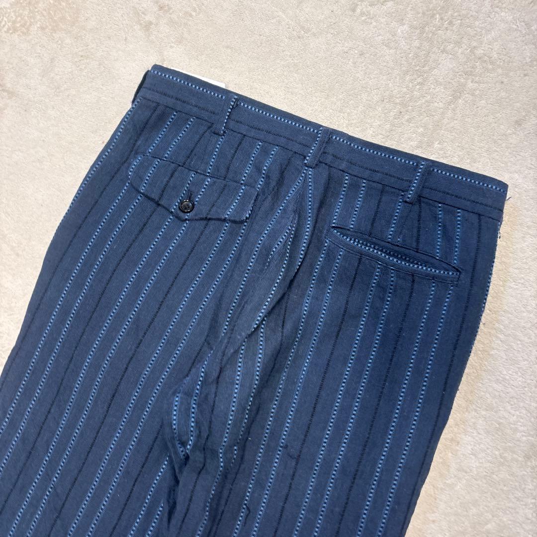 コムデギャルソンオム 田中オム ストライプ スラックス AD2000 ブルー