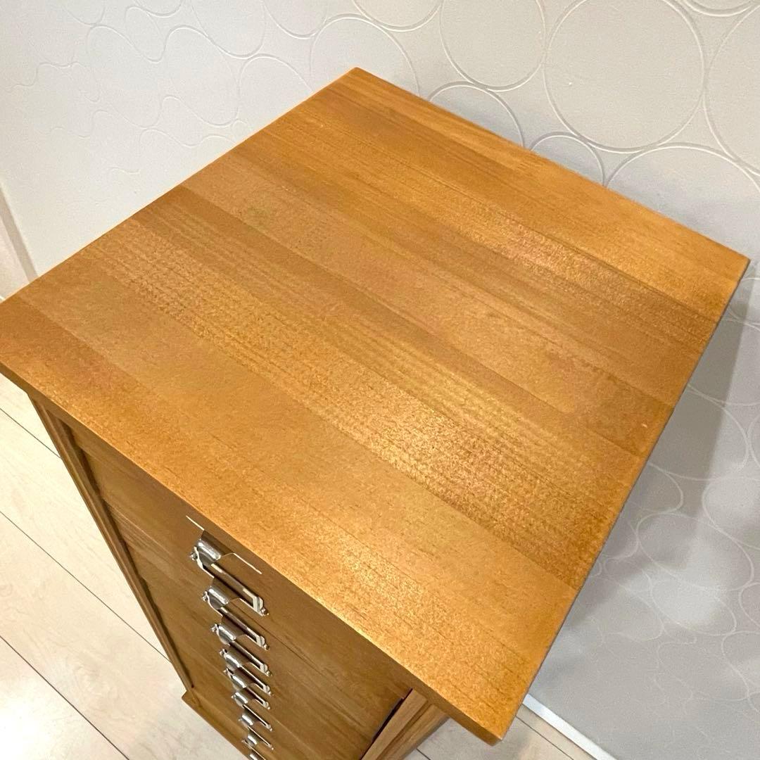 【美品】天然木 9段チェスト A4 スリム 縦型 木製収納棚 北欧 ナチュラル