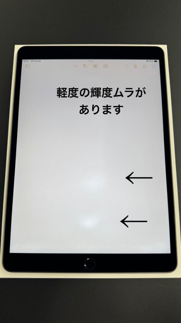 iPad Air 第3世代 64GB WiFi 箱あり 軽度輝度ムラ 動作良好