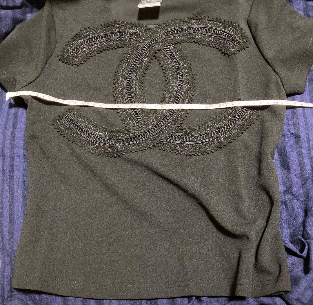 CHANELuniformブラックレース装飾 半袖トップス　シャネルユニフォーム