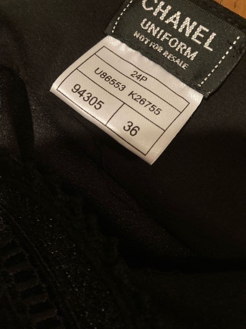 CHANELuniformブラックレース装飾 半袖トップス　シャネルユニフォーム