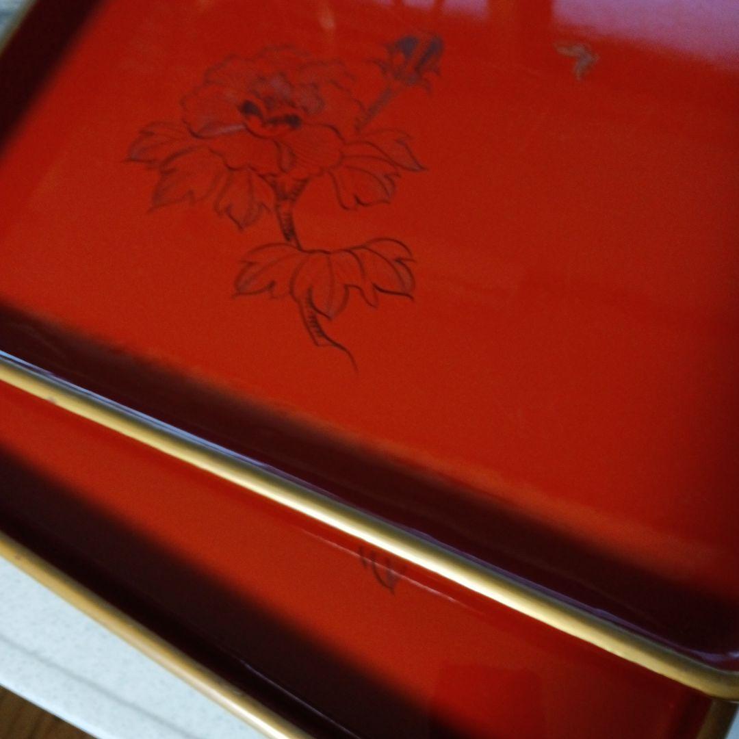 専用です！レトロ 本漆塗り お膳　足付き　4客　 寒冷紗張り