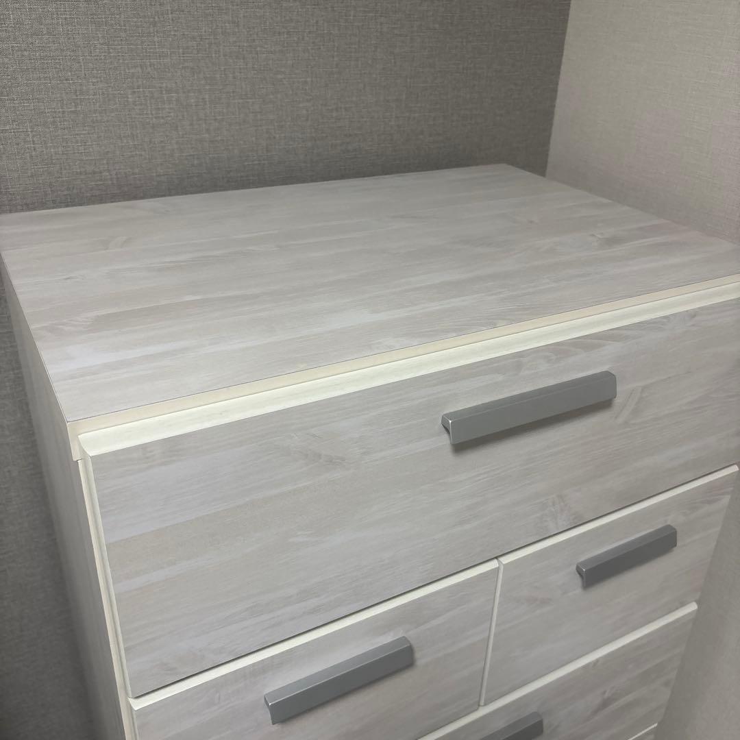 新品未使用。完成品。ハイチェスト 洋服収納チェスト ホワイト
