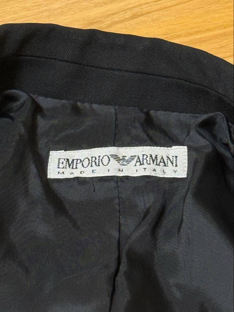 EMPORIO ARMANI レザー切替テーラードジャケット ブラック