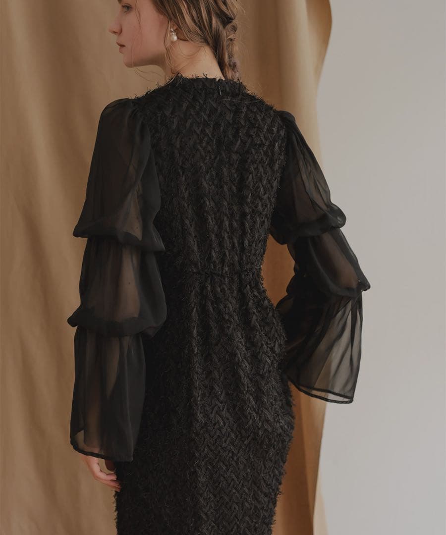 新品Dorry Doll ドリードール　デザインスリーブシャギードレス　M