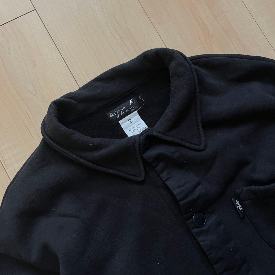 90s agnes b homme スウェットカバーオール ブラックモールスキン