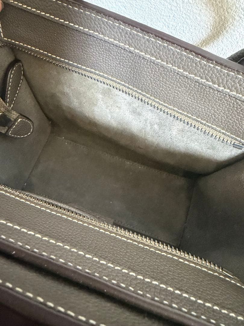 極美品 正規品 セリーヌ ラゲージ ナノ ショッパー グレージュ スリ