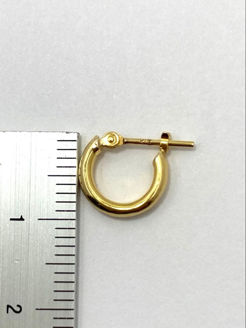 K18 イエローゴールド フープピアス10mm 片側 保証書有