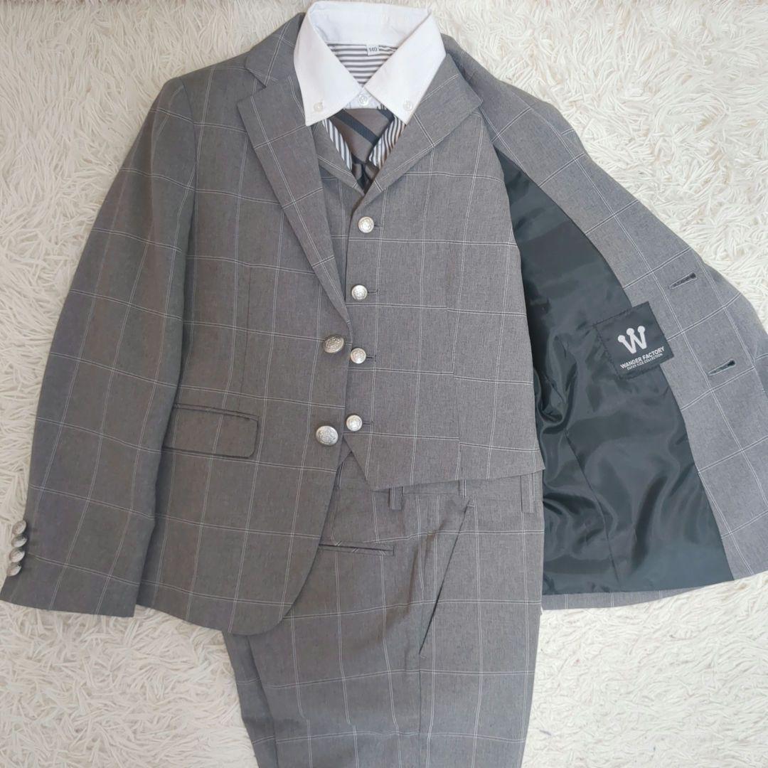 極美品　ワンダーファクトリー　男子　フォーマルスーツ　6点セット　グレー
