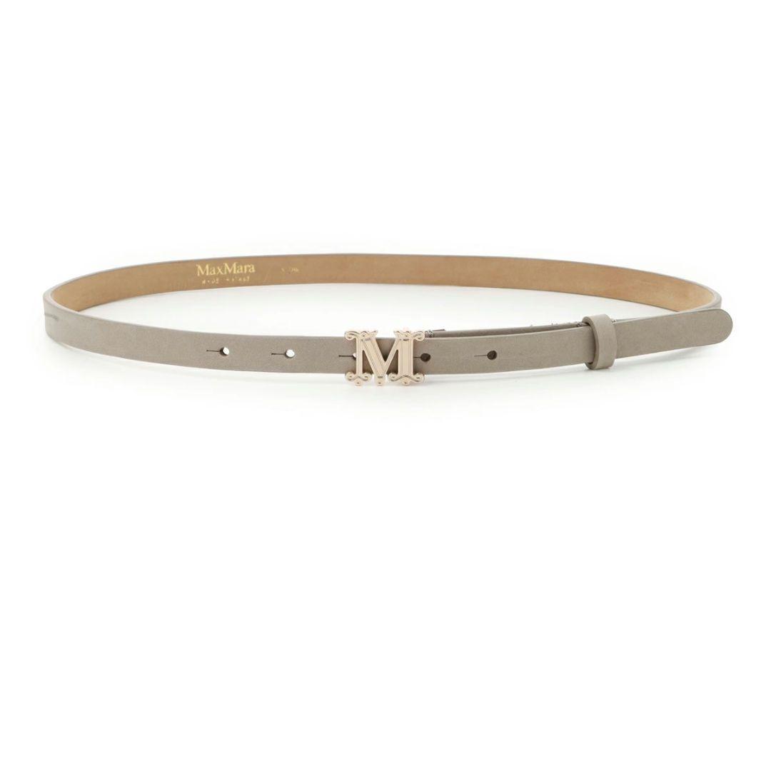 極美品　MaxMara グレー レザー ベルト S