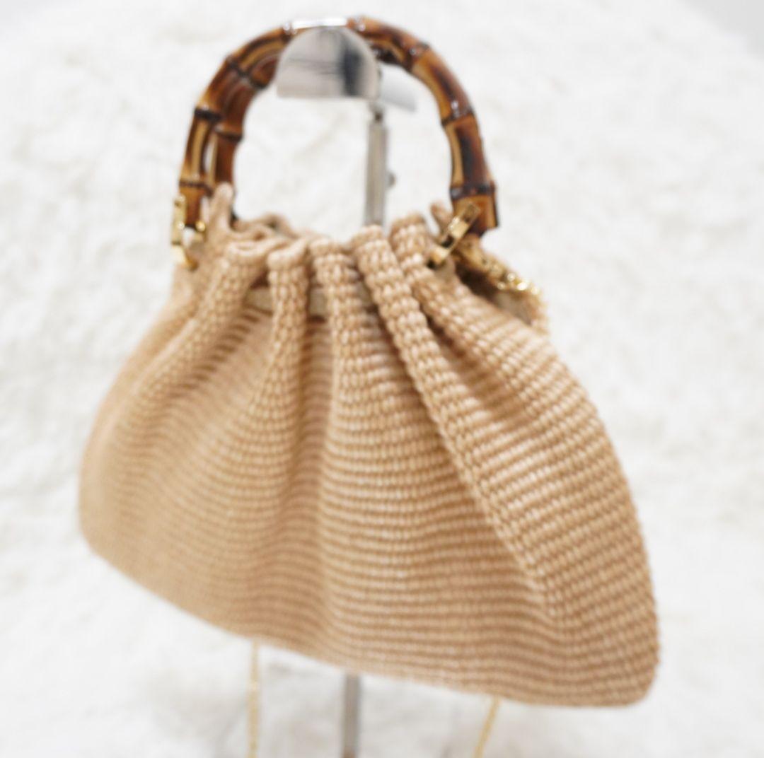 カテリーナベルティーニ　バンブーハンドル　かごバッグ　2way　イタリア製