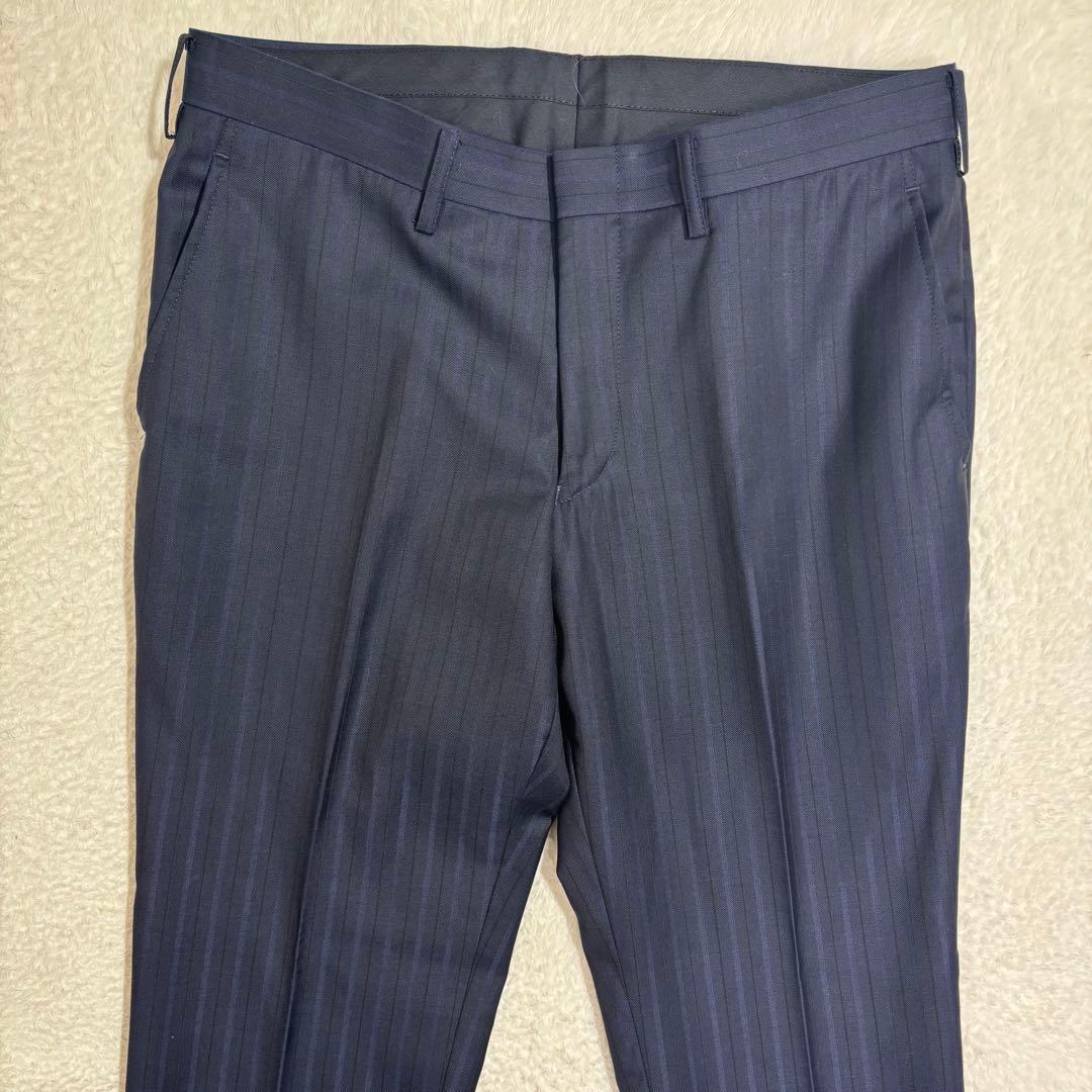 ダーバン　高級生地DRAGO ストライプスーツ　ダークネイビー　ビジネス　通勤