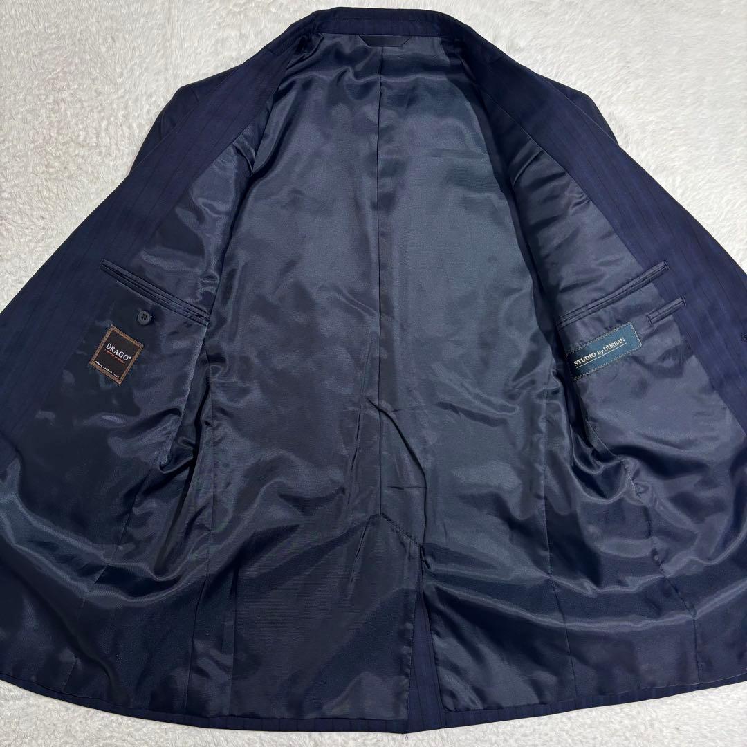 ダーバン　高級生地DRAGO ストライプスーツ　ダークネイビー　ビジネス　通勤