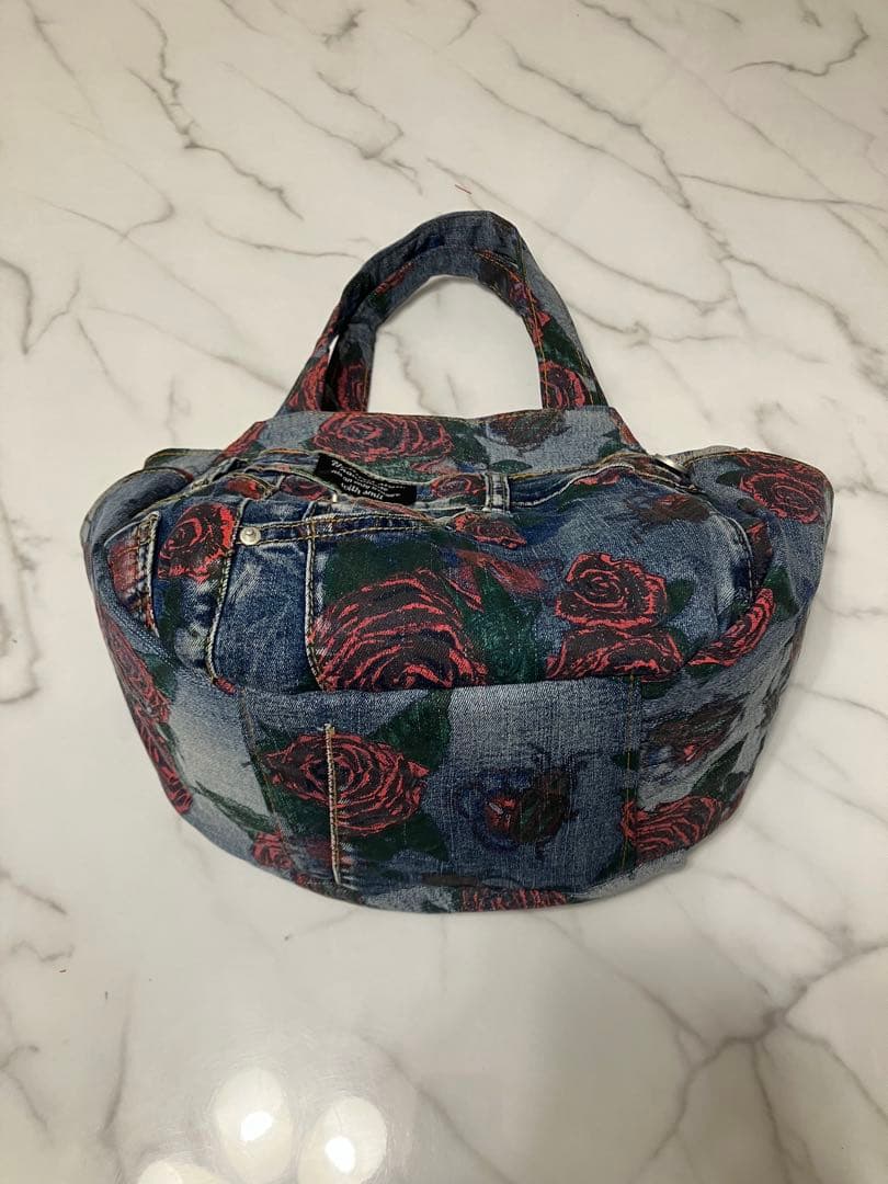 895 tatdwtg大きめデニムリメイクバック　ハンドメイド2点