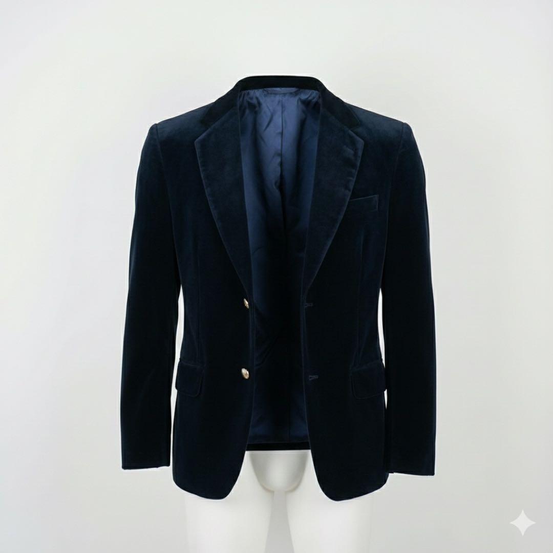 【新品】ルイヴィトン テーラードジャケット ベルベット ネイビー 50 M〜L