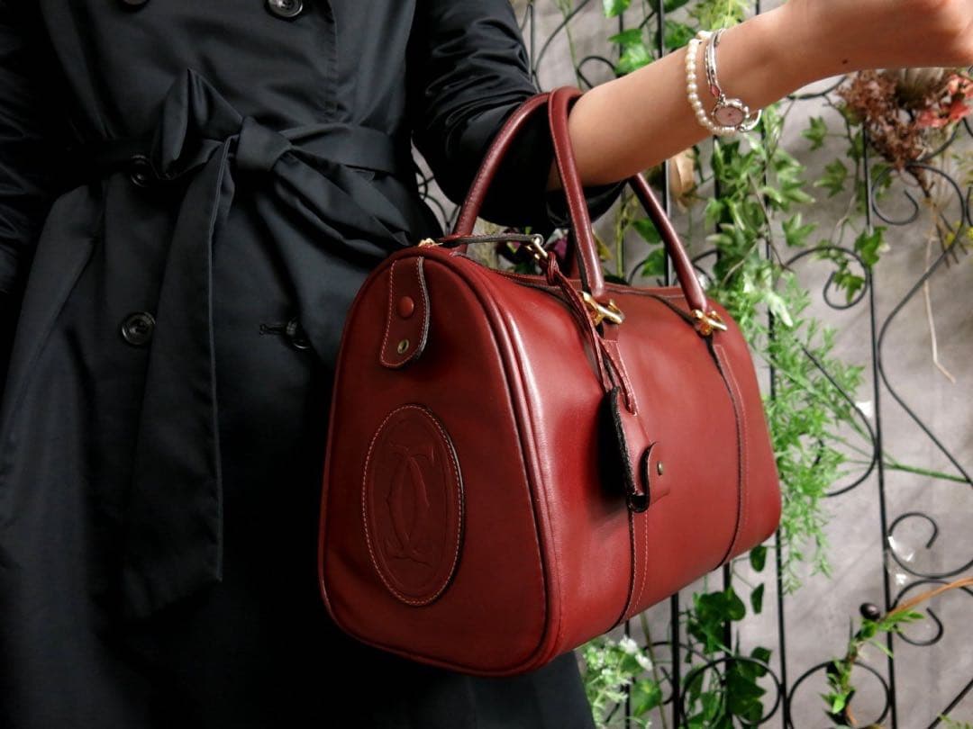 Cartier カルティエ マストライン ボストンバッグ ボルドー 本革 レザー