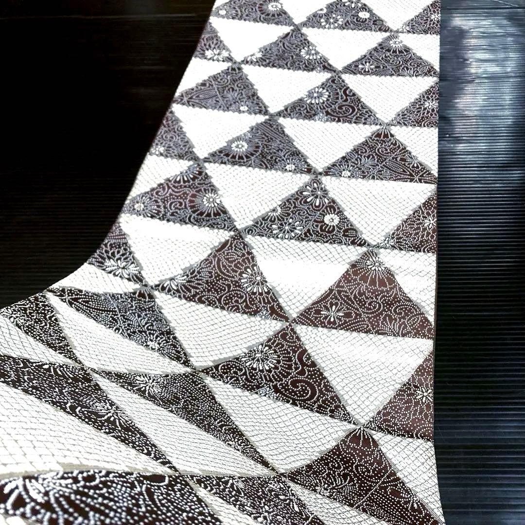 専用ページ　正絹　六通袋帯【鱗文様　花　鹿の子】