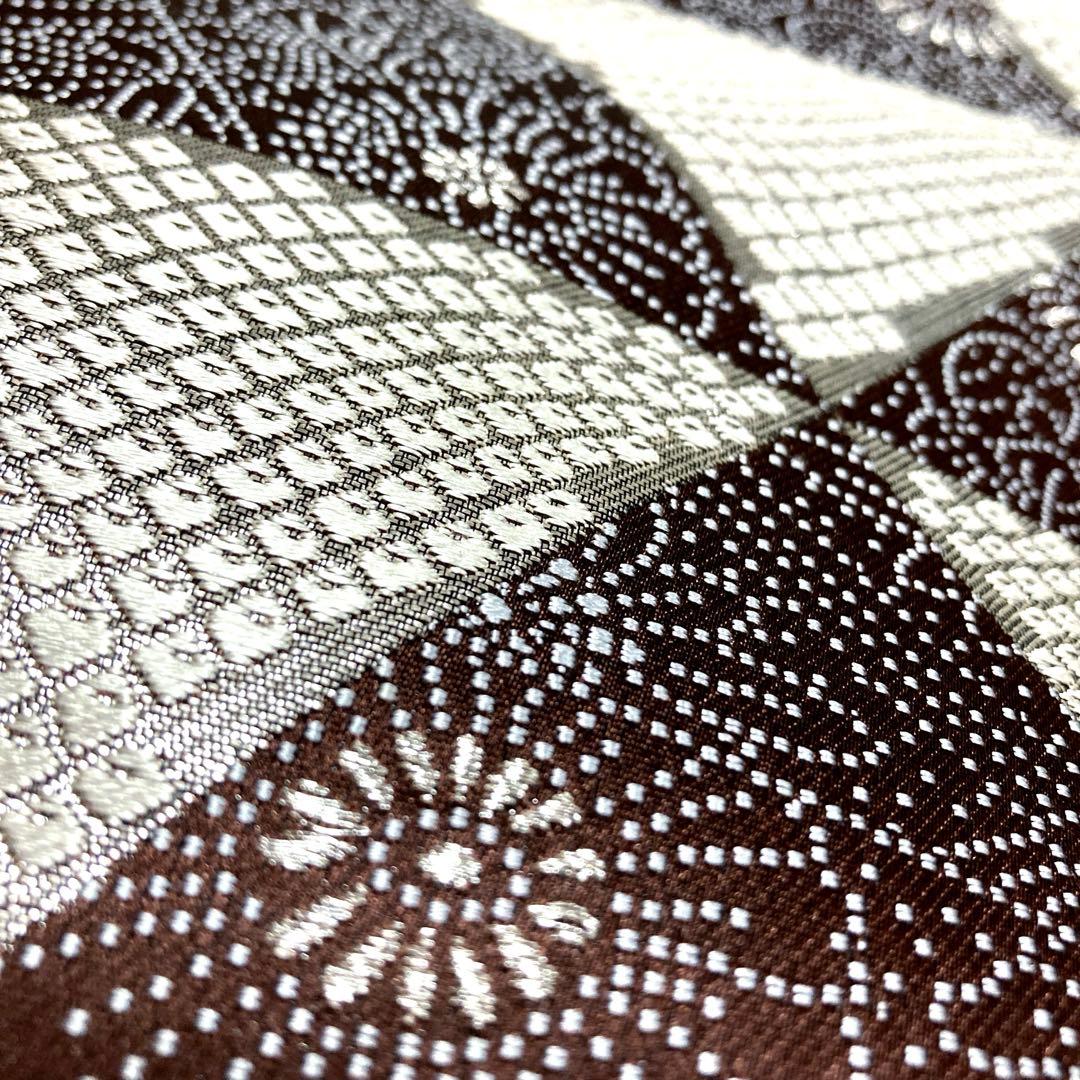 専用ページ　正絹　六通袋帯【鱗文様　花　鹿の子】