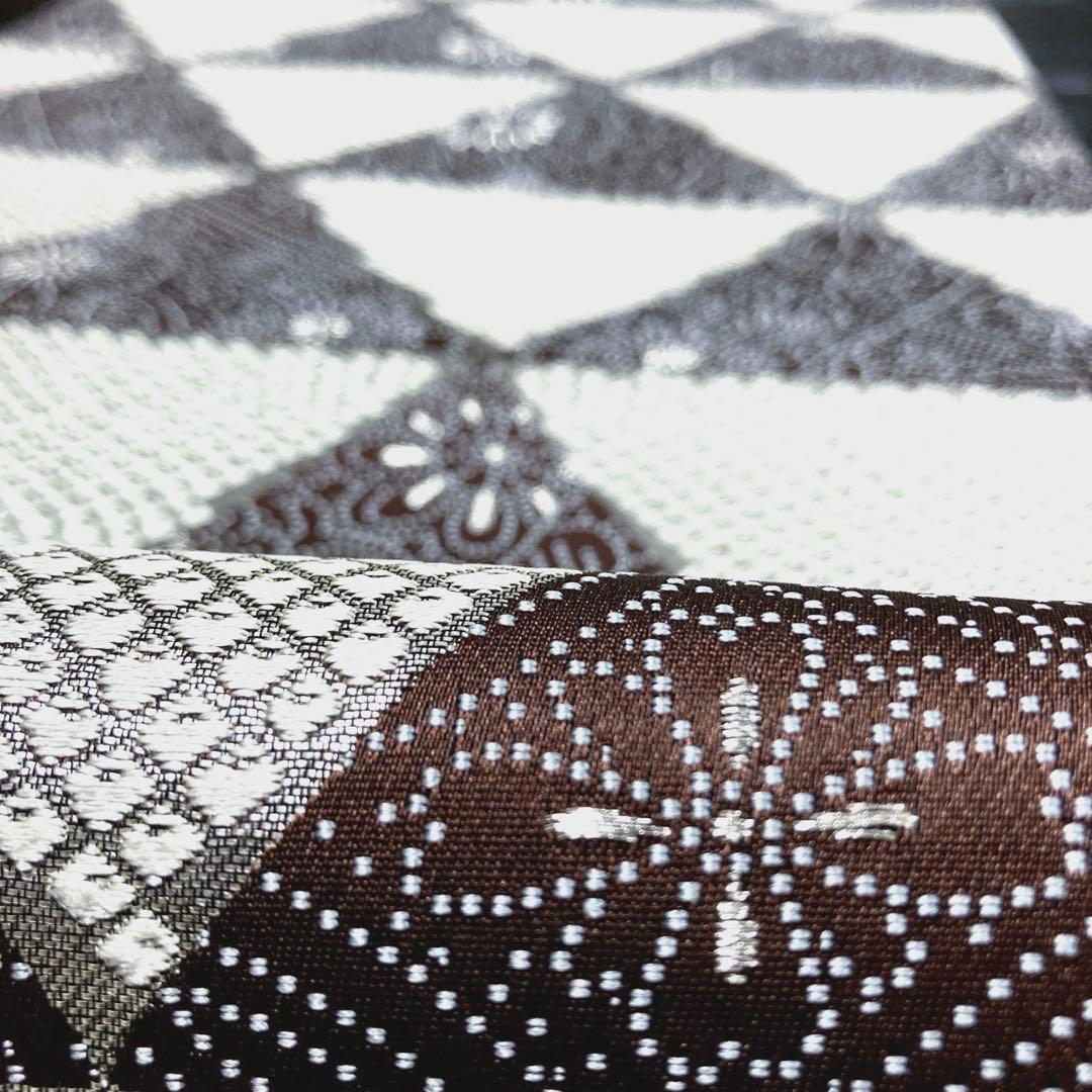 専用ページ　正絹　六通袋帯【鱗文様　花　鹿の子】