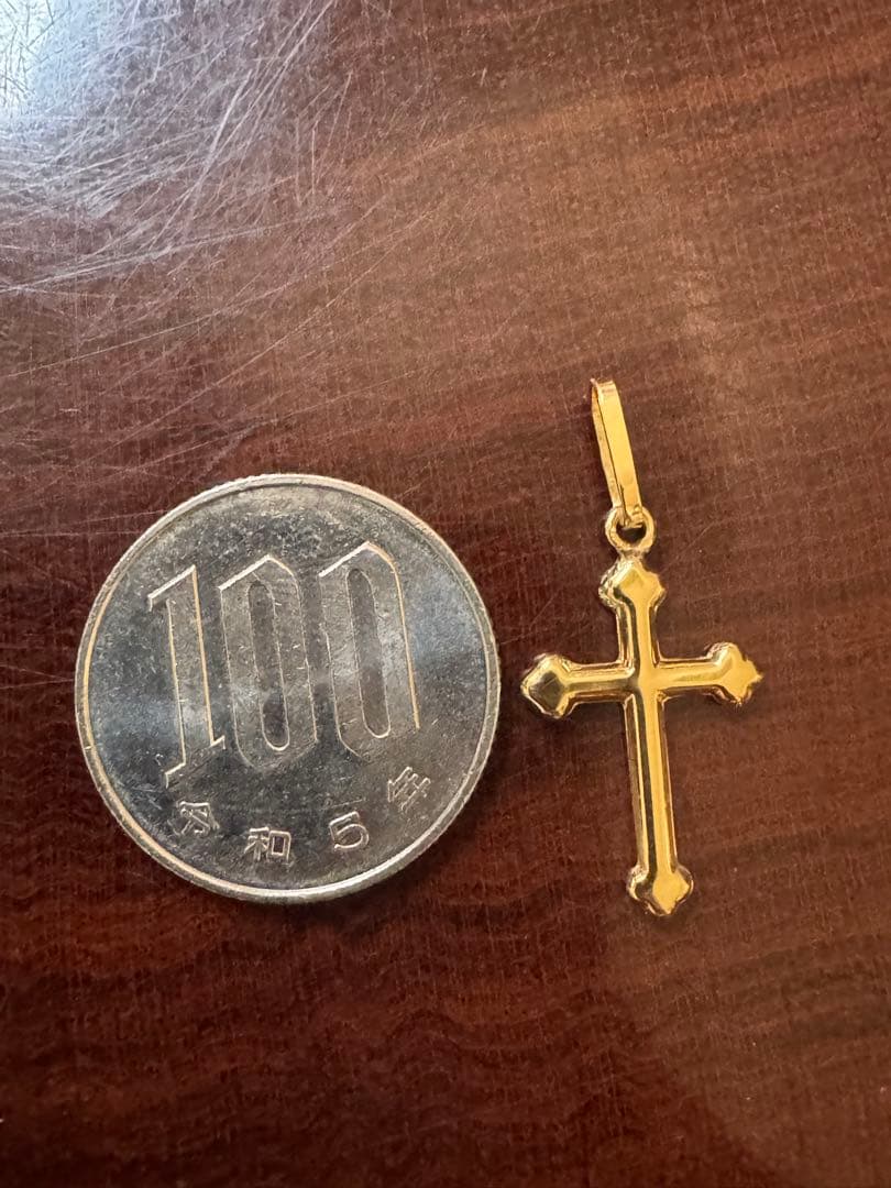 トレカル、2点セット18k金十字架チャーム 18k刻印