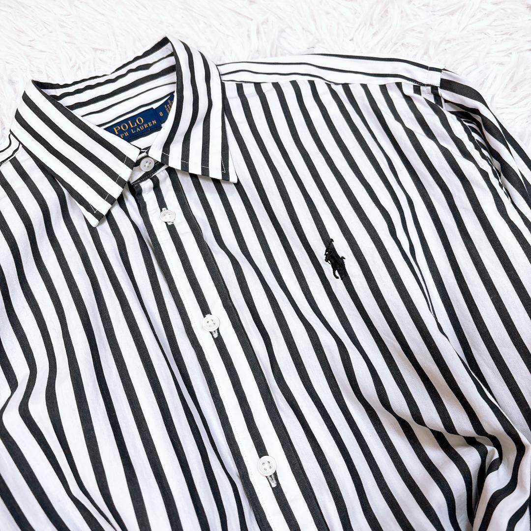 大きいサイズ8✨希少【美品】ポロラルフローレン ベルテッドストライプシャツドレス