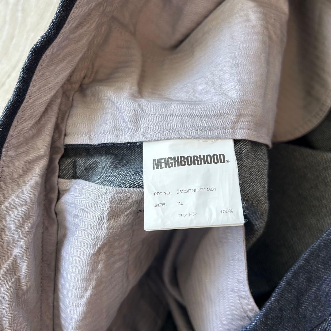 NEIGHBORHOOD ネイバーフッド デニムスラックス 紺 XL タック