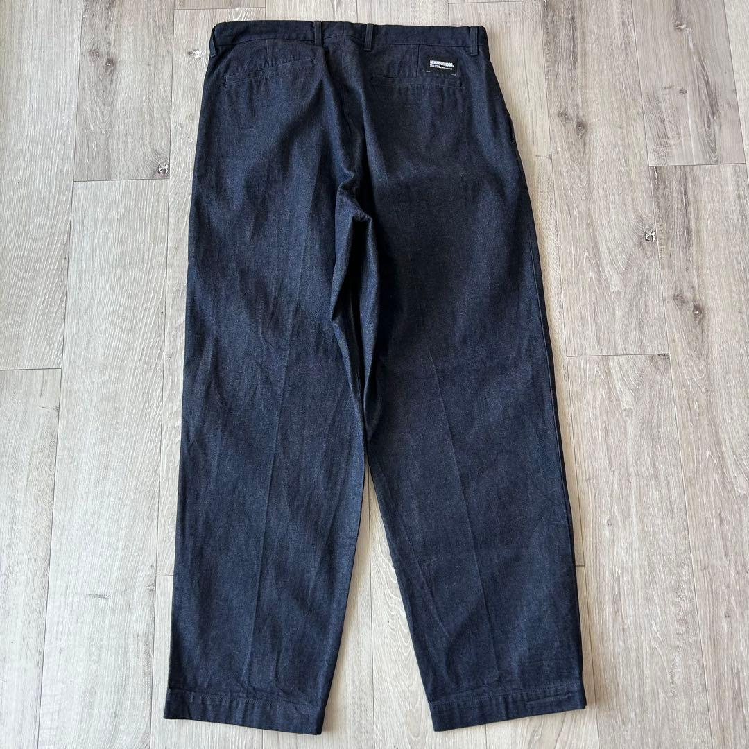 NEIGHBORHOOD ネイバーフッド デニムスラックス 紺 XL タック