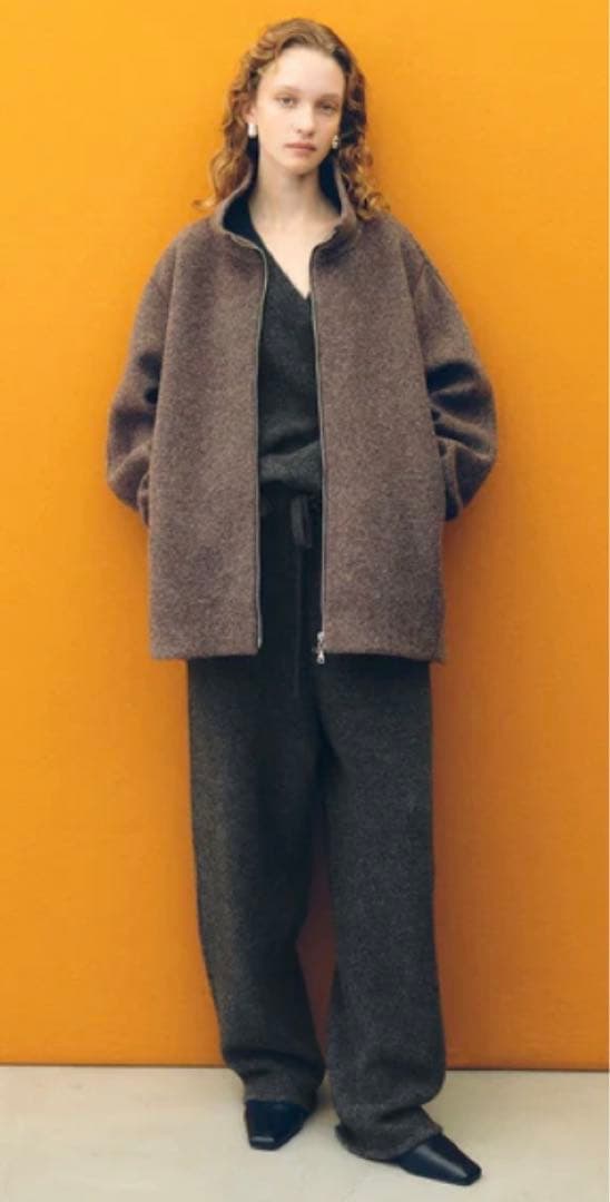 ADAM ET ROPÉ ヘリンボンツイードボンディングコーディガン