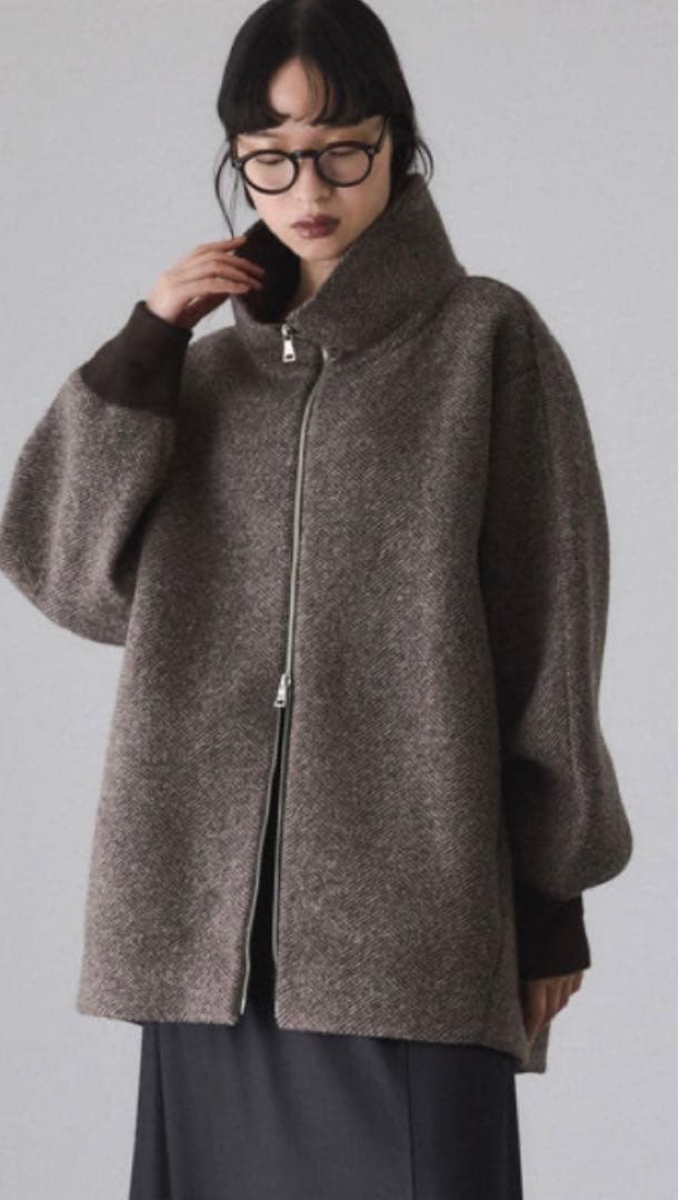 ADAM ET ROPÉ ヘリンボンツイードボンディングコーディガン