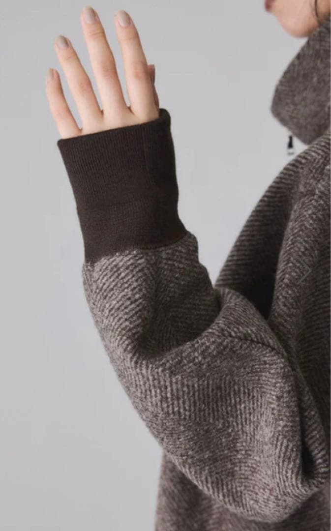 ADAM ET ROPÉ ヘリンボンツイードボンディングコーディガン