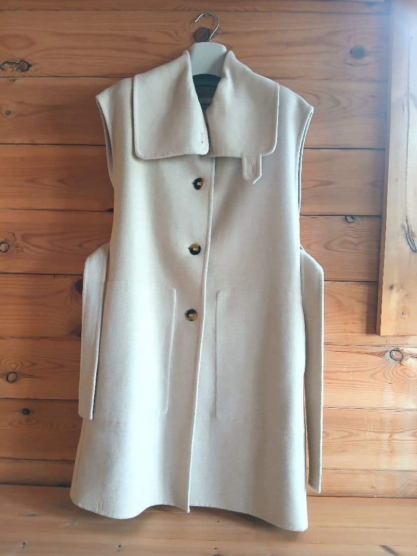 訳あり　HERMES　エルメス幻のジレ　カシミヤ100　ベージュ　ダブルフェイス