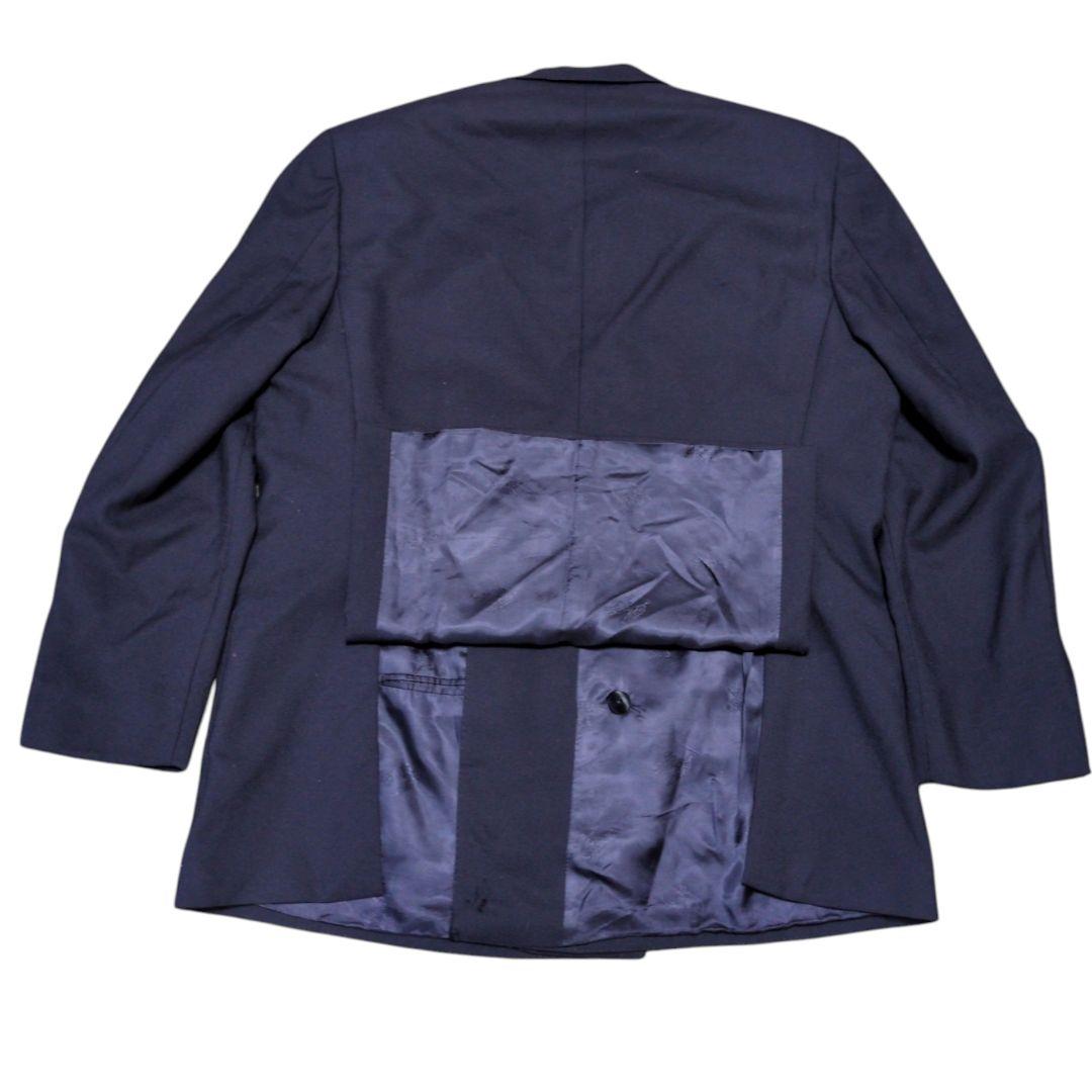 【希少サイズ】バーバリー　テーラードジャケット　紺ブレ　ダブル　金ボタン　背抜き