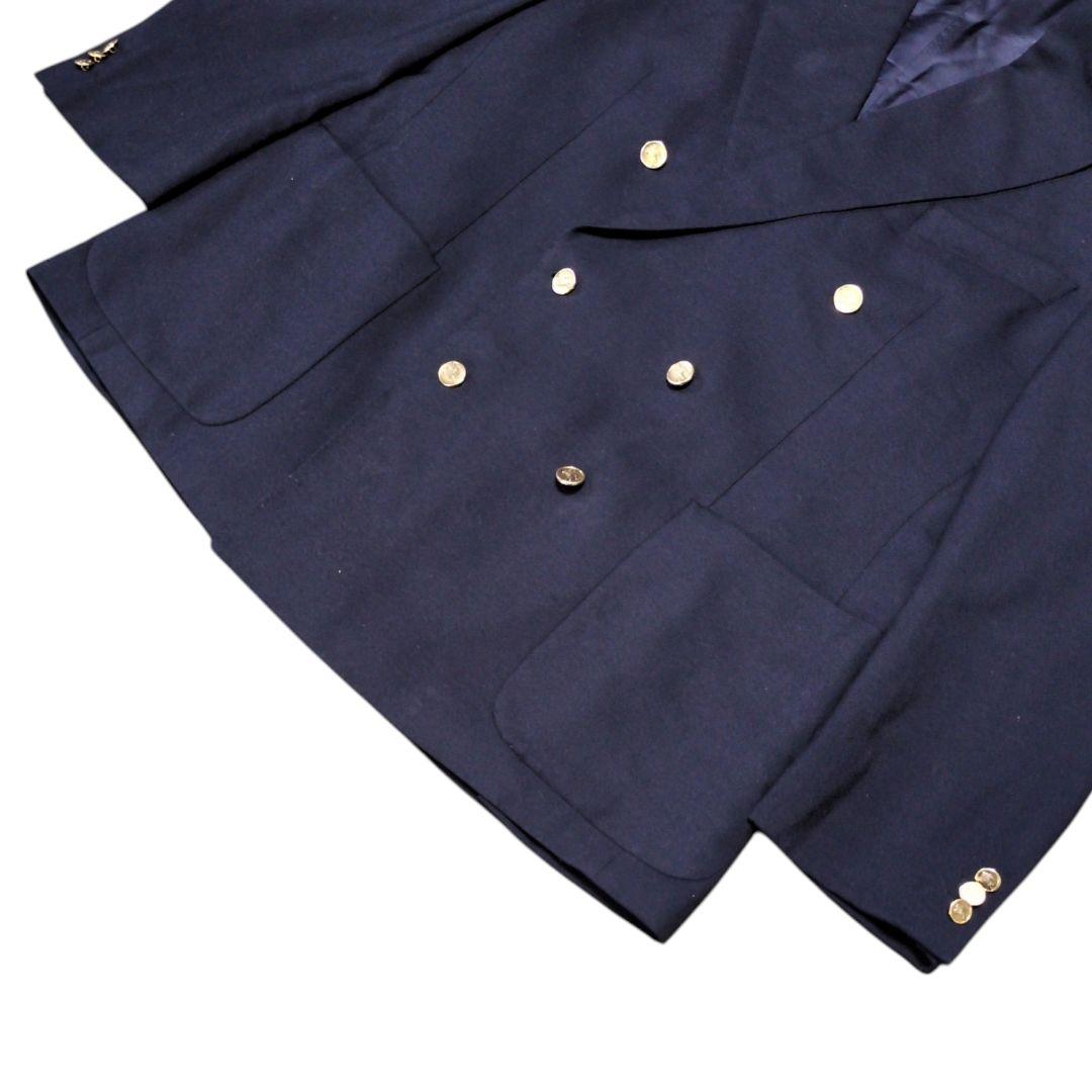 【希少サイズ】バーバリー　テーラードジャケット　紺ブレ　ダブル　金ボタン　背抜き