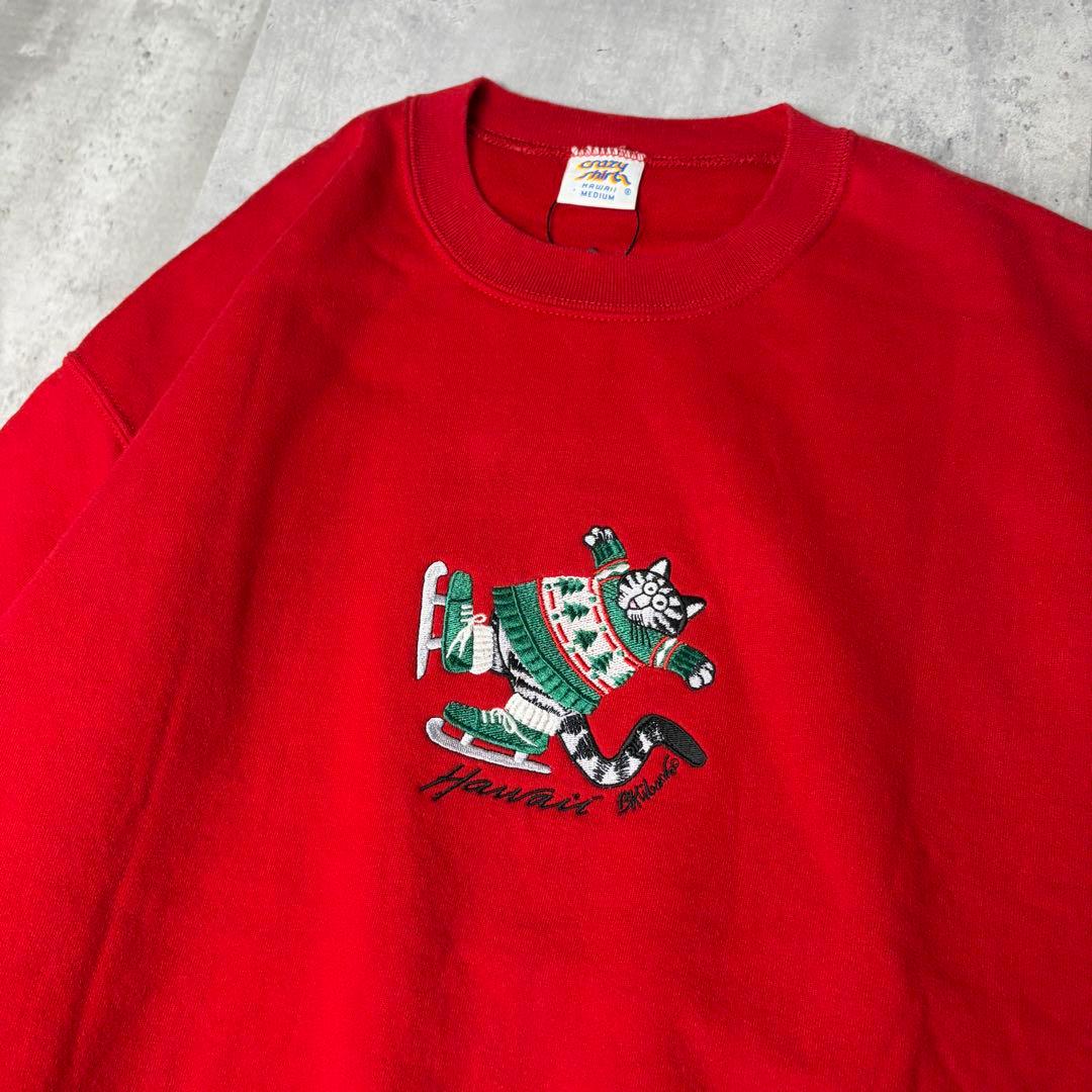 USA製 CRAZY SHIRTS 刺繍 クリバンキャット スケート スウェット