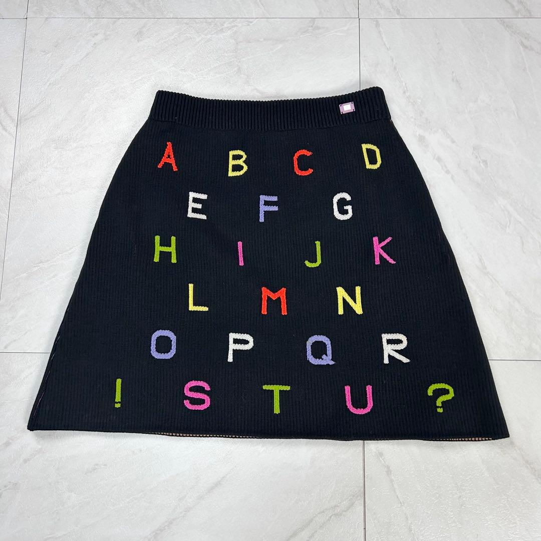 極美品 2001 CHANEL アルファベット ニット スカート ココプレート